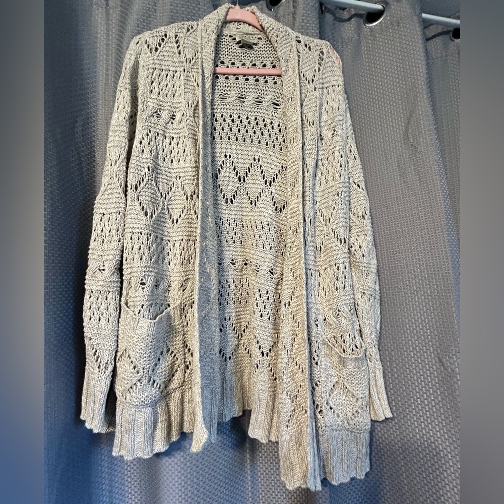 Lucky Brand Textured Oatmeal Cardigan NWOT